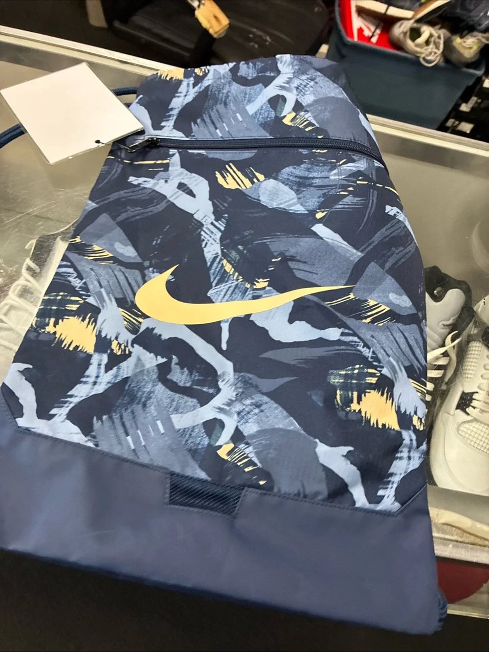 Nike Gymsack Brasilia Training Blue Camo Sling bag Zipper 20” x 13”